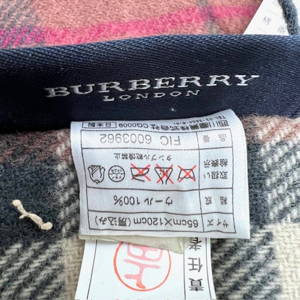 Tag On-Burberrys Scarf/Shawl 100% Lambwool Bugendy Plaid Embroid 50"x27" (18 - Picture 13 of 14
